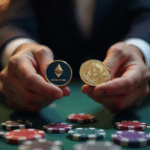 Casino player picking which cryptocurrency suits their needs.