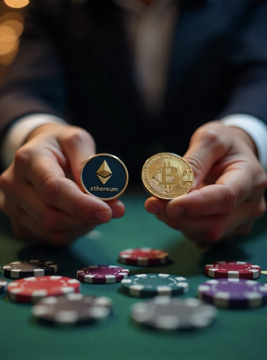 Casino player picking which cryptocurrency suits their needs.